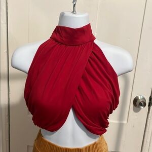 Triple 7 Red Halter Crop Top